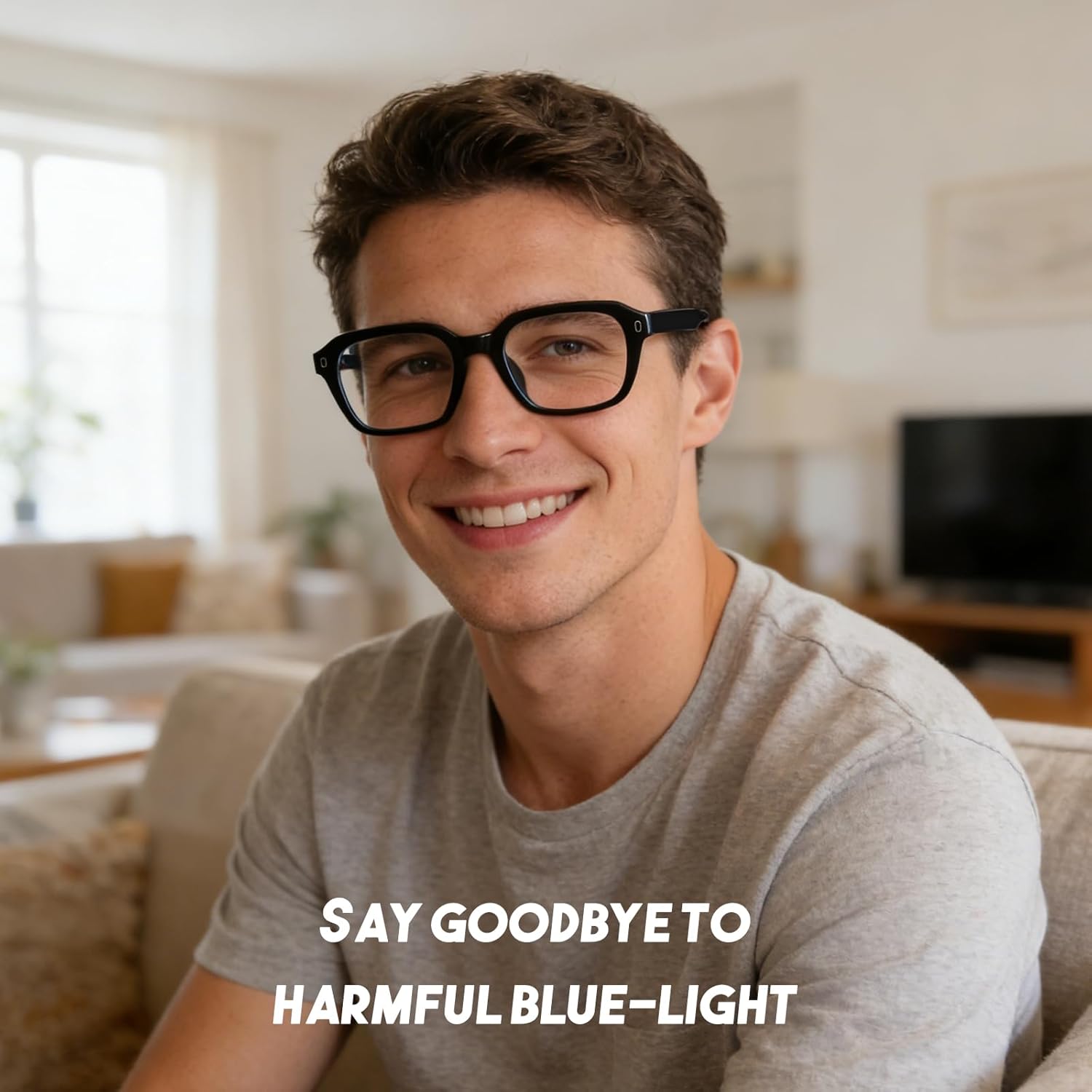 Dollger Blue Light Blocking Glasses for Men Rectangle Anti BlueLight Glare Black Frame Retro UV Computer Gaming Eyeglasses - Image 6