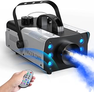 DELIBANG ZQ10016 Fog Machine, 1200W Smoke Machine with 6 LED Lights, Wireless Remote Control for Halloween Parties, Decoration, Holiday Events, Wedding and Christmas