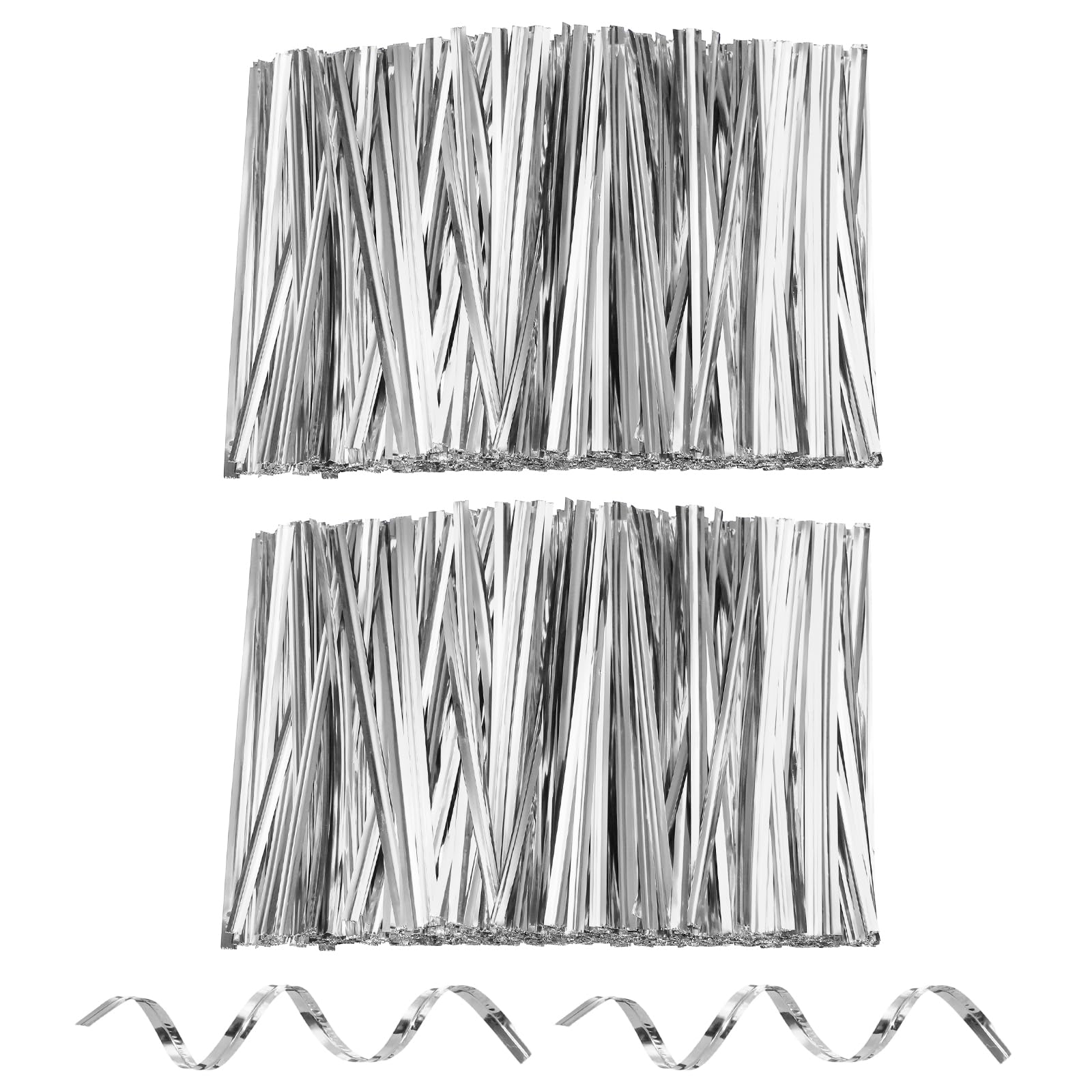 sourcing map 3200pcs Bag Twist Ties 100mm Reusable Metallic Twist Ties Wire Cable Ties Plastic Bag Sealers for Party Bread Candy Cake Present Supplies, Silver Tone