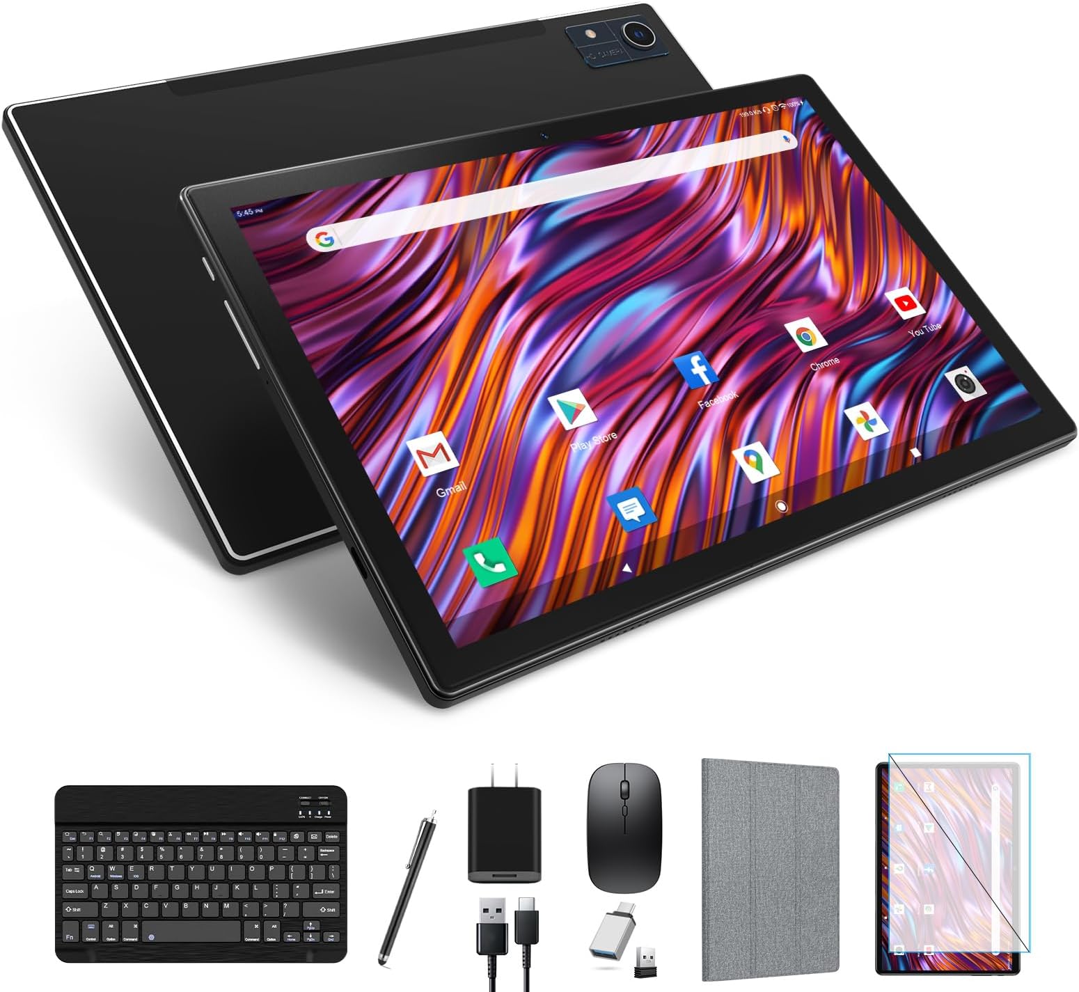 Latest 2025 Android 13 Tablet, 128GB+16(8+8 Expand)GB/512GB Expandable, Octa-Core Tablet with 5G WiFi, 8000mAh Battery, 10.1 inch Tableta with 21MP Camera, Tableta with Keyboard, Bluetooth,Mouse, Case