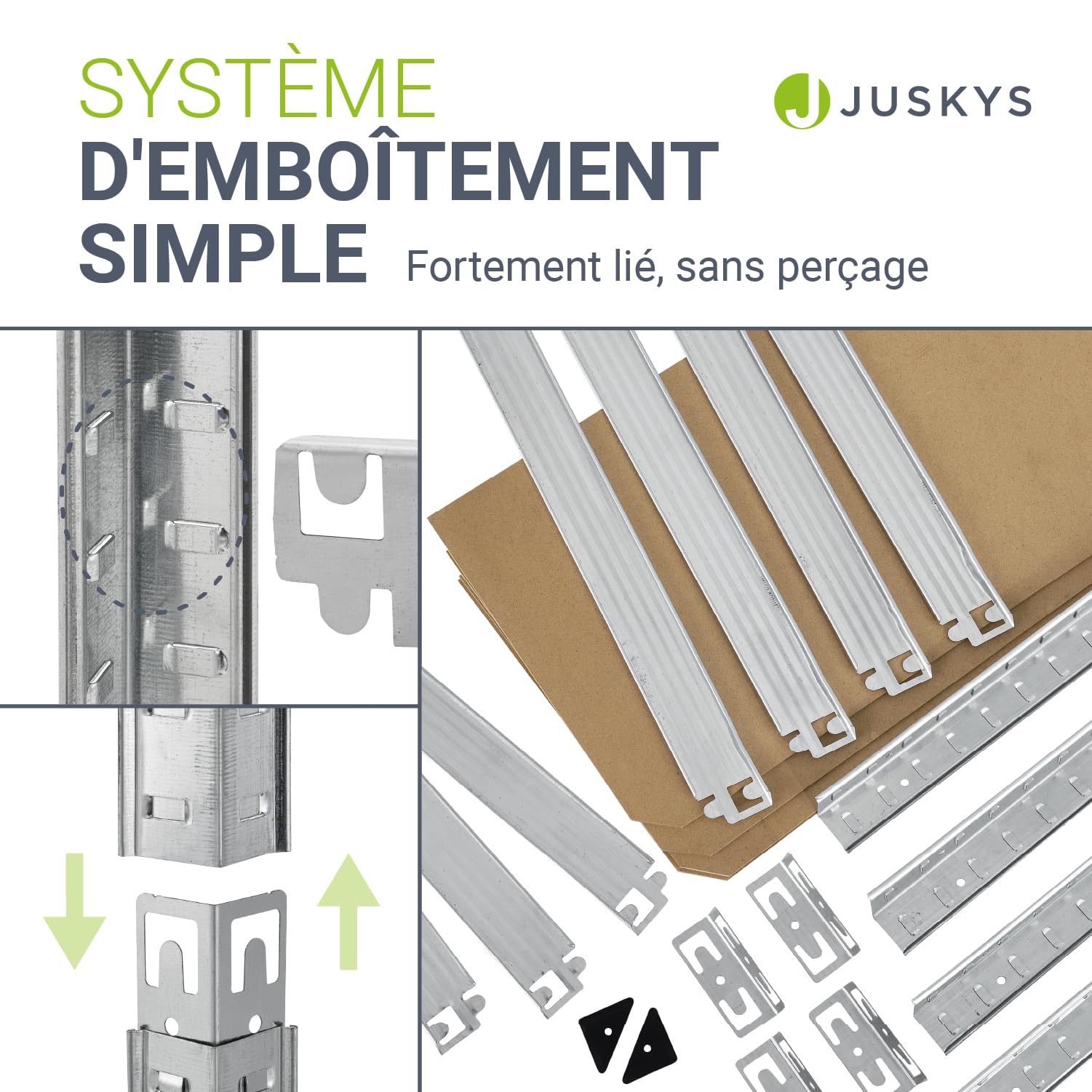 Juskys Étagère Charges Lourdes Easy, Lot de 2, 160x80x40 cm - 4 Niveau á 80 kg, Capacité 320 kg, Étagères de Rangement en Metal pour Garage et Cave