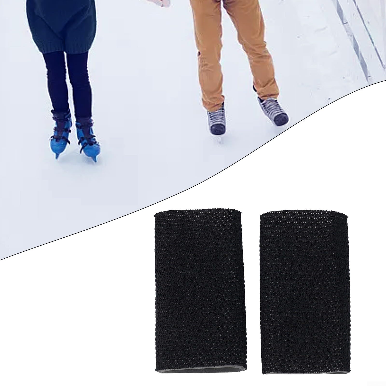 Lot de 2 manchons en gel pour patins à roulettes et patinage sur glace, soutien doux et confortable pour la protection de la cheville (noir)