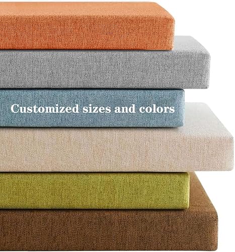 Almohadilla para banco de patio, cojines de banco de jardín, cómoda almohadilla de asiento, tela de lino + núcleo de esponja de alta densidad,