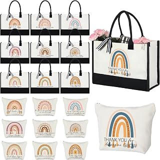 Sweetude 20 Pack Teacher Appreciation Canvas Tote Bag with Pouch Fresh