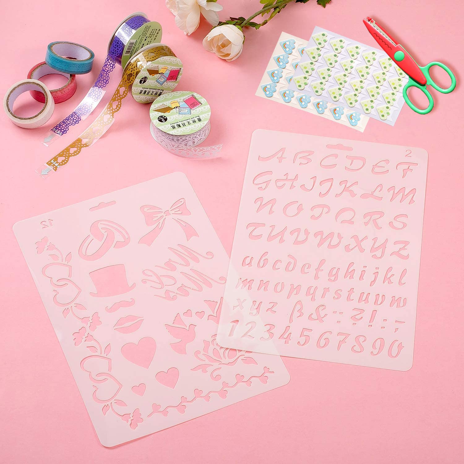 YXHZVON 53 Pièces Ensemble Accessoires Scrapbooking,Kit Livre Photo Mémoire pour Bricolage Album Photo Conception Agenda Cartes Décoration