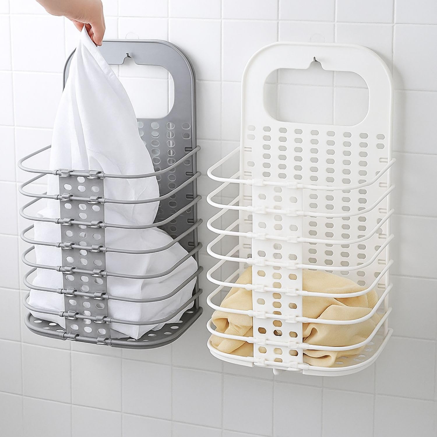 DRANZ Wall Mounted Foldable Laundry Basket for Hanging Dirty Clothes – Space Saving Bathroom & Bedroom Hamper Bin, Plastic Laundry Storage Bag for Clothes, Toiletry & Home Organization.-image-24