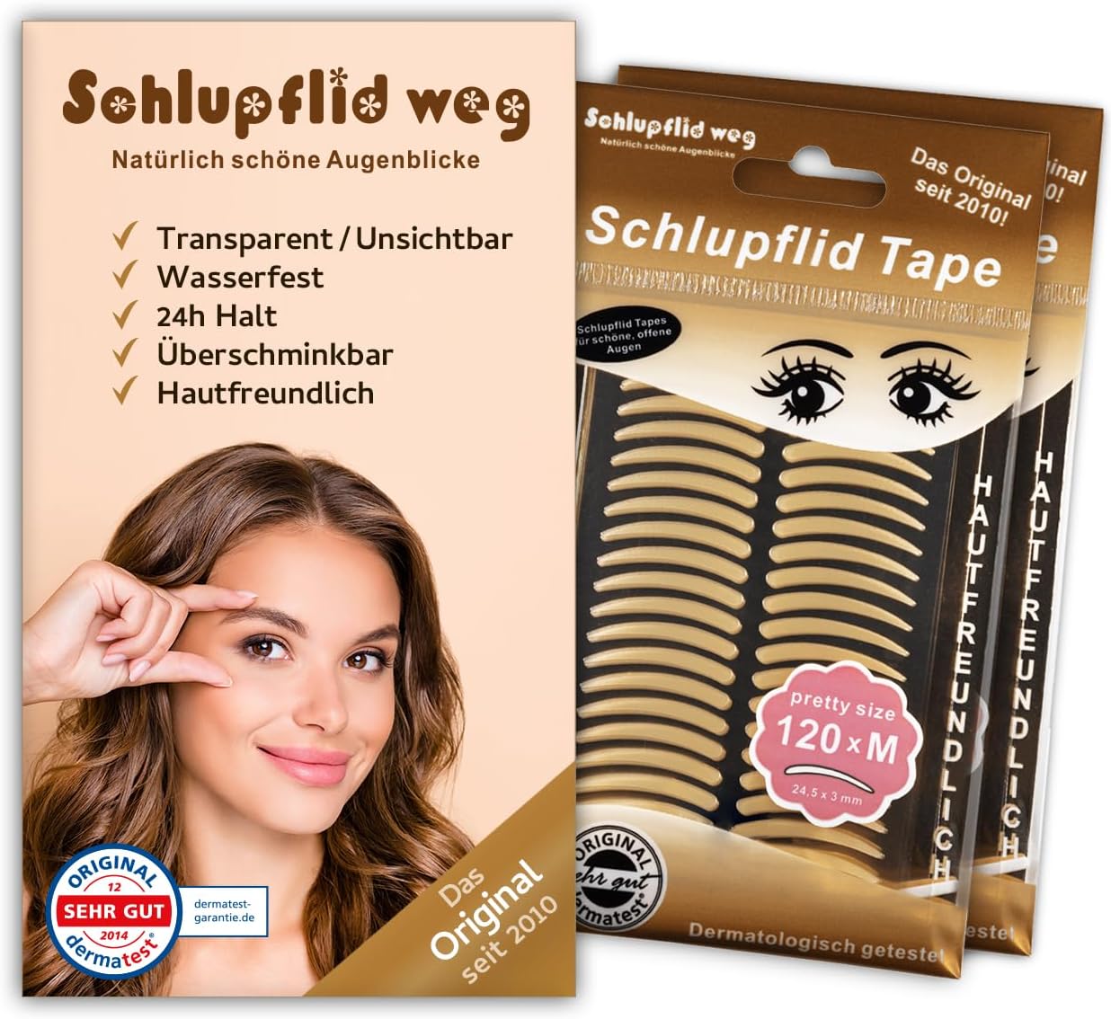 Eyelid Tape "SCHLUPFLID TAPE®" - Eyelid lift without surgery, slip-on eyelid strips for beautiful open eyes, invisible eyelid lift strips, eyelid tape for droopy lids (M (240x))