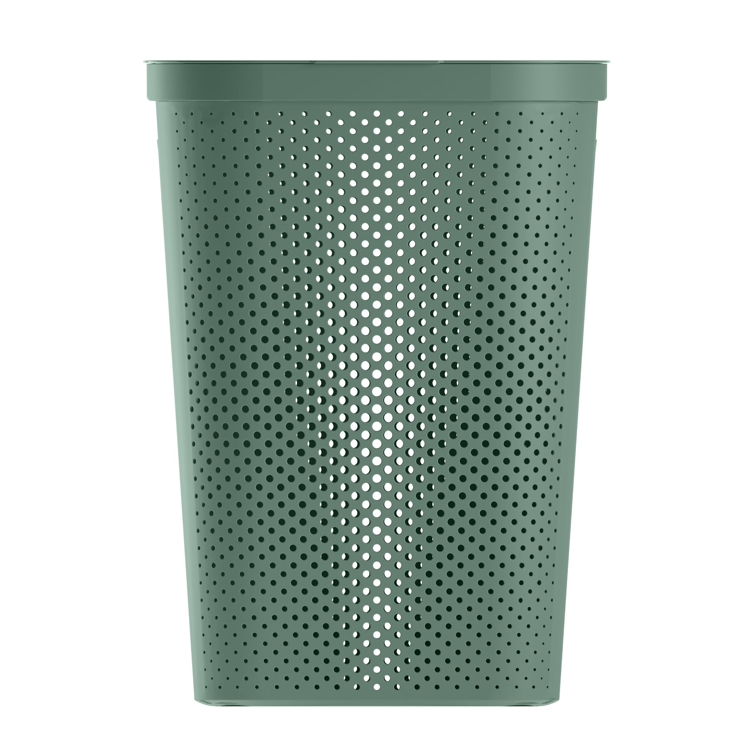 CURVER Infinity 60L skrzynia na bieliznę - brudna pościel z pokrywką - dobra wentylacja - ergonomiczne uchwyty - do łazienki lub pralni - w 100% z recyklingu - 43,7 x 35,1 x 60,2 cm - Nowa zieleń