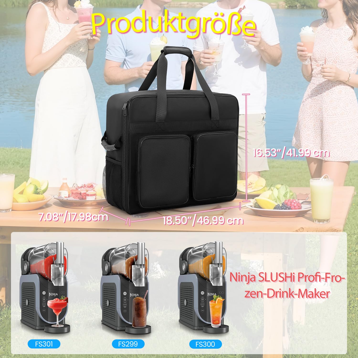 Bolsa de transporte para máquina de granizado Ninja FS301/FS300, accesorios para máquina de granizado ninja, bolsa de almacenamiento portátil para exteriores con apertura frontal, diseño de varios