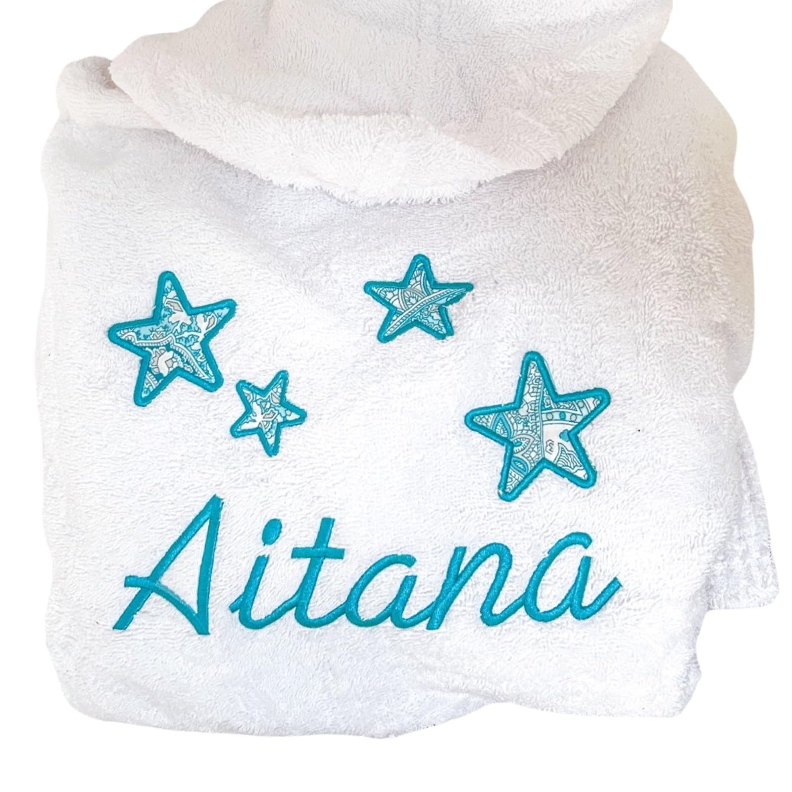 Albornoz infantil personalizable con nombre bordado - Albornoz unisex niño/niña nombre - Fabricante Español -Bata de baño rizo blanco absorbente. Talla 1 a 16