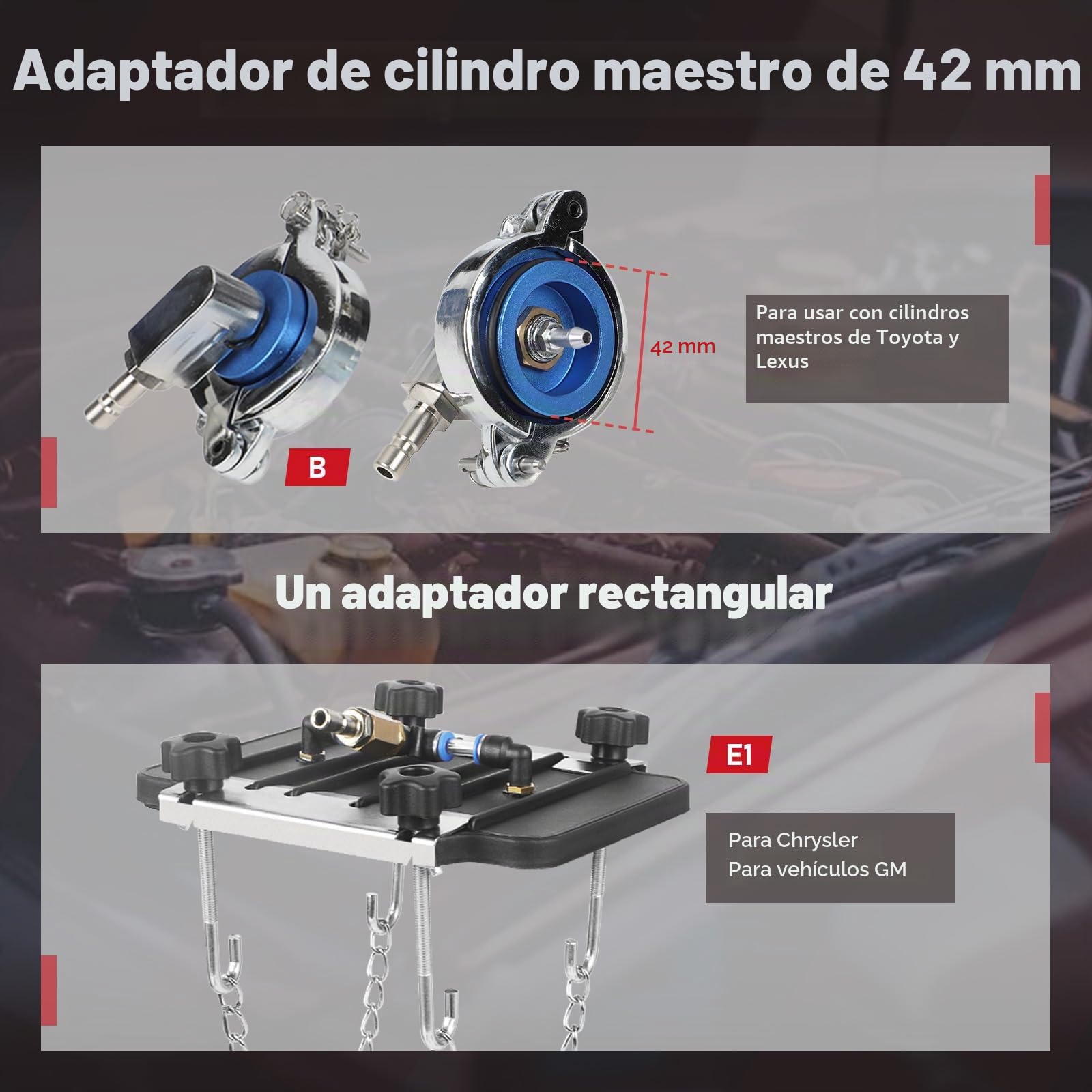 Adaptador de purga de frenos Kit de purga de cilindro maestro de frenos de 12 piezas con conector rápido japonés Kit de purga de frenos Compatible con la mayoría de los kits de purga de frenos