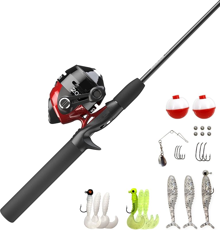 Zebco Zebco 202 Combo de carrete y caña de pescar Spincast, preenrollado con línea Cajun de 10 libras, incluye kit de aparejos