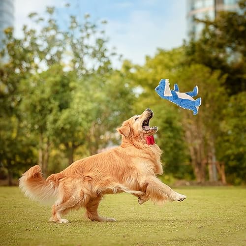 Miniatura 7 de DODODOLA Juguetes para perros, juguete de dinosaurio para perros, animales de peluche azules, juguete para masticar, juguetes de cumpleaños para