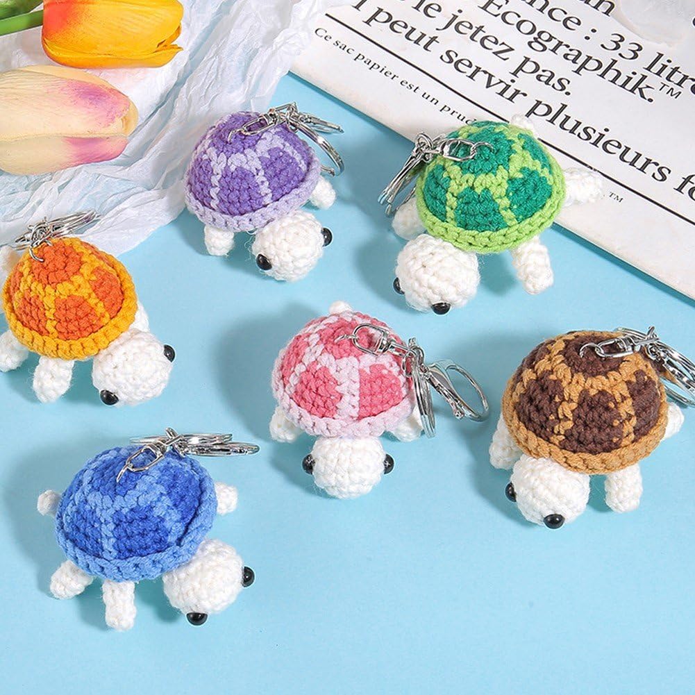Mini Handmade Crochet Turtle Keychain Crochet Animal Turtles
