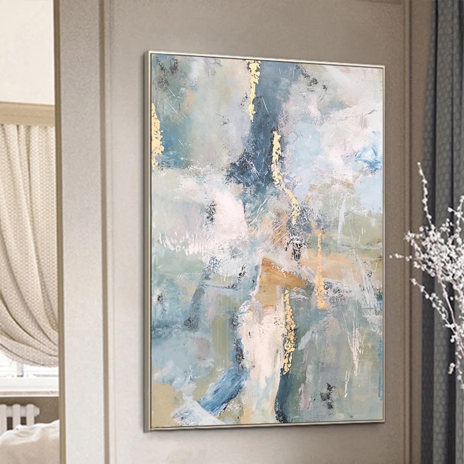 Peinture à l'huile sur toile luxe feuille d'or peinte à la main pour salon