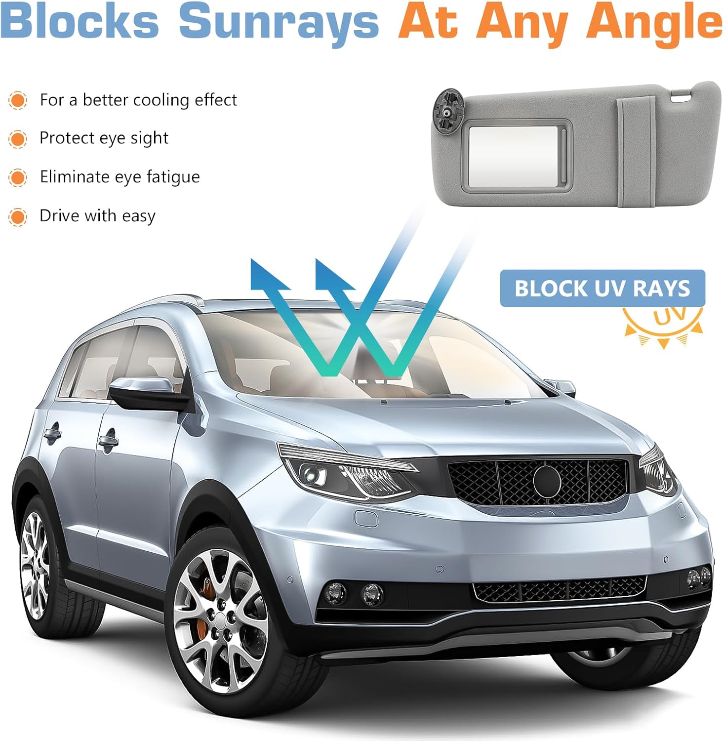 Left & Right Sides Sun Visor for 2007-2011 Toyota Camry Without sunroof, Driver & Passenger Sides Gray Sun Visor Without Light Replacement 74310-06750-E0, 74320-06780-B0, 1 Pair