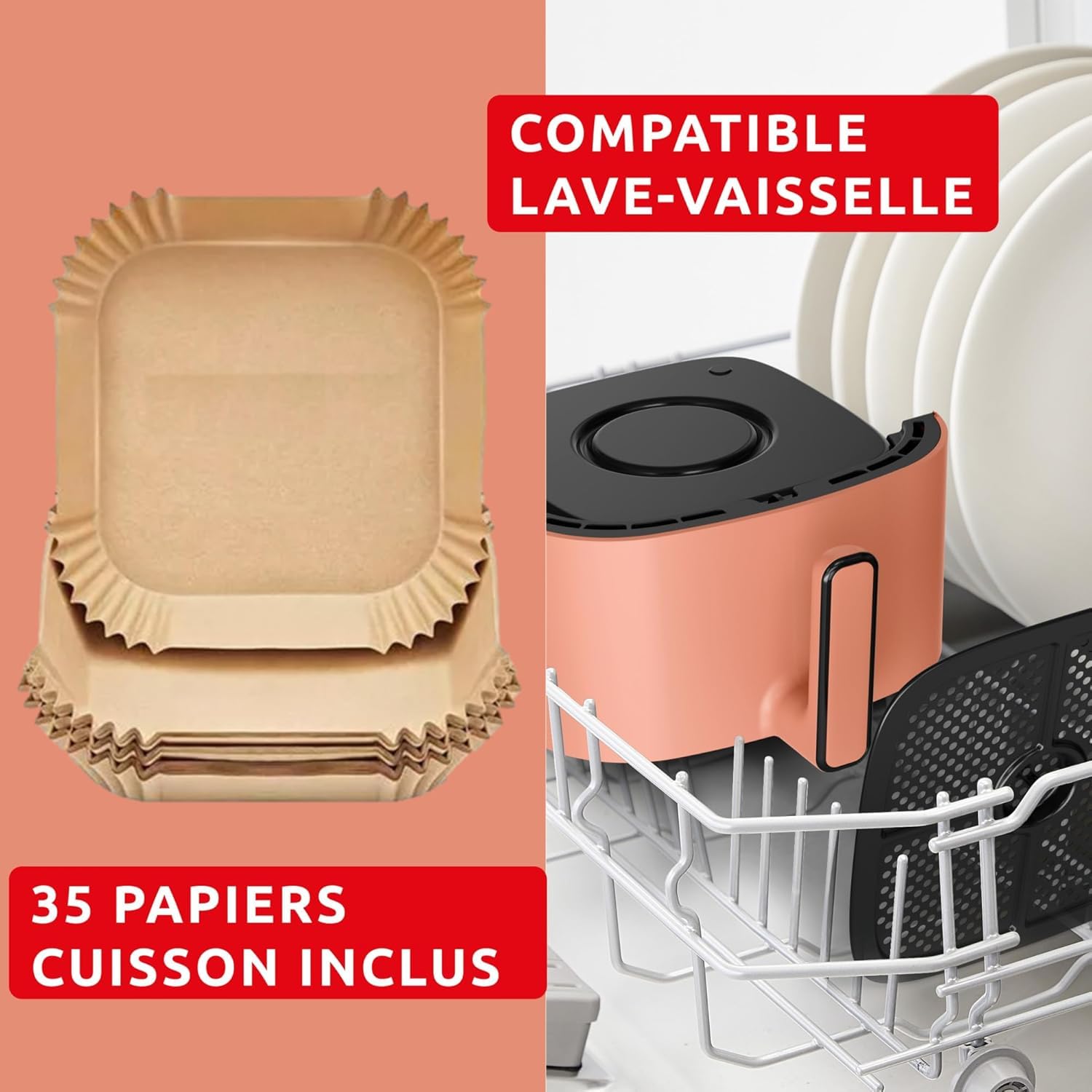 Moulinex Easy Fry POP TERRACOTTA 5L, fryer powietrza, do 6 osób, 10 intuicyjnych programów, cyfrowy ekran dotykowy, oszczędność czasu i energii, EZ245TF0