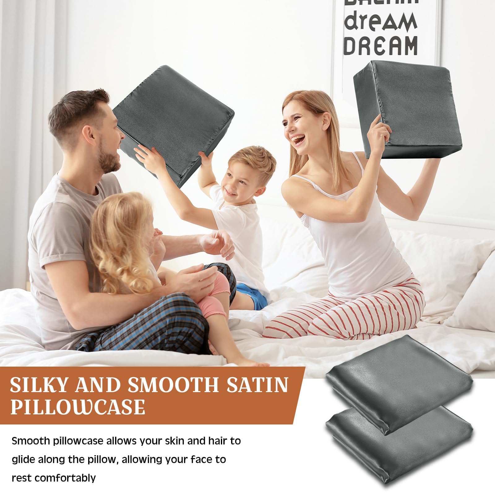Amazon｜Breling キューブ型枕用サテン枕カバー 2枚 シルキー枕カバー