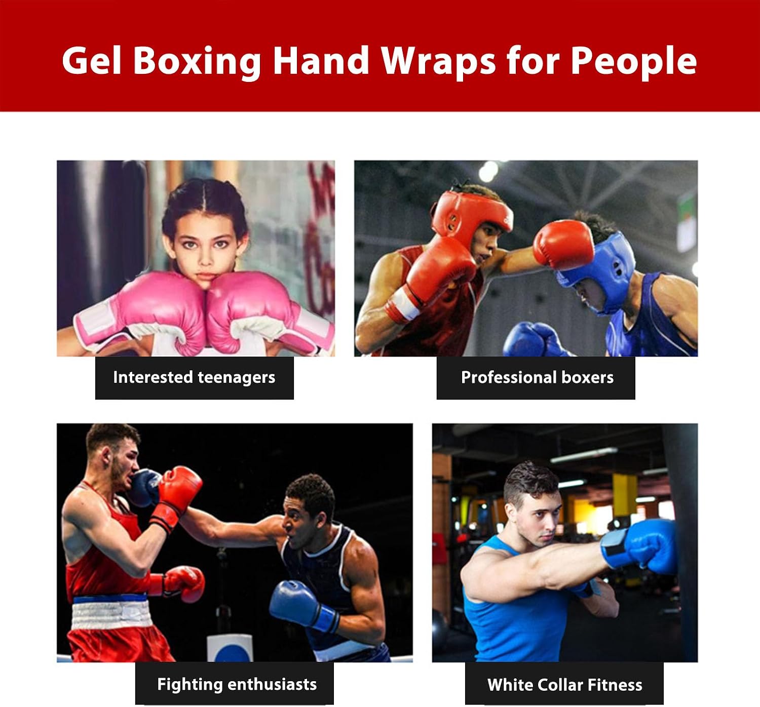 Keenso 2 Pcs Gel Knuckle Guard Boxing Gloves Hand Wraps, Anti Slip Half Finger Inner Gloves for Kickboxing with Wrist Support (Black)
