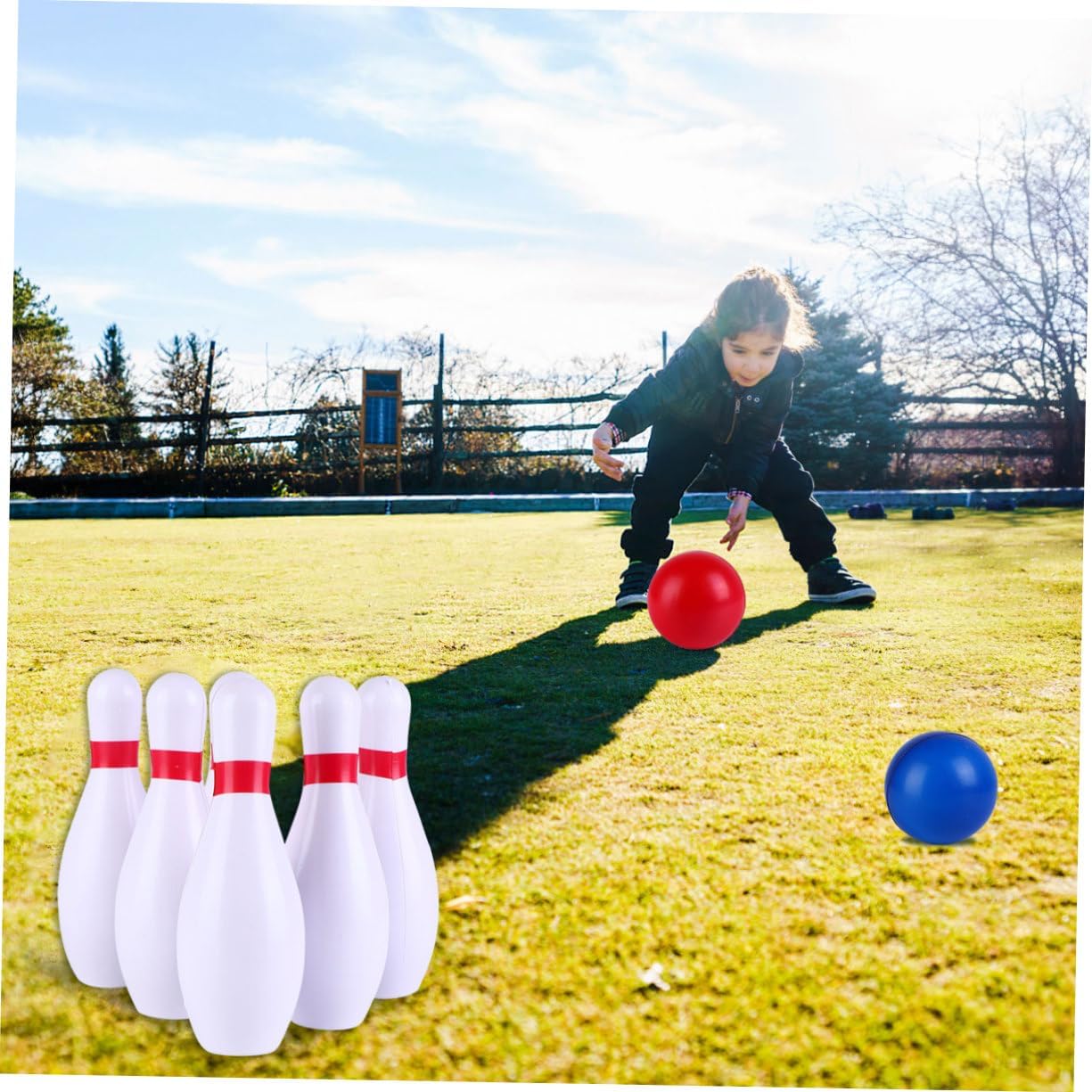 1Set Interactive Bowling for Educational for Games Safe PU Material Includes Pins and Bowling Balls Promotes Hand Eye Coordination and Math Skills