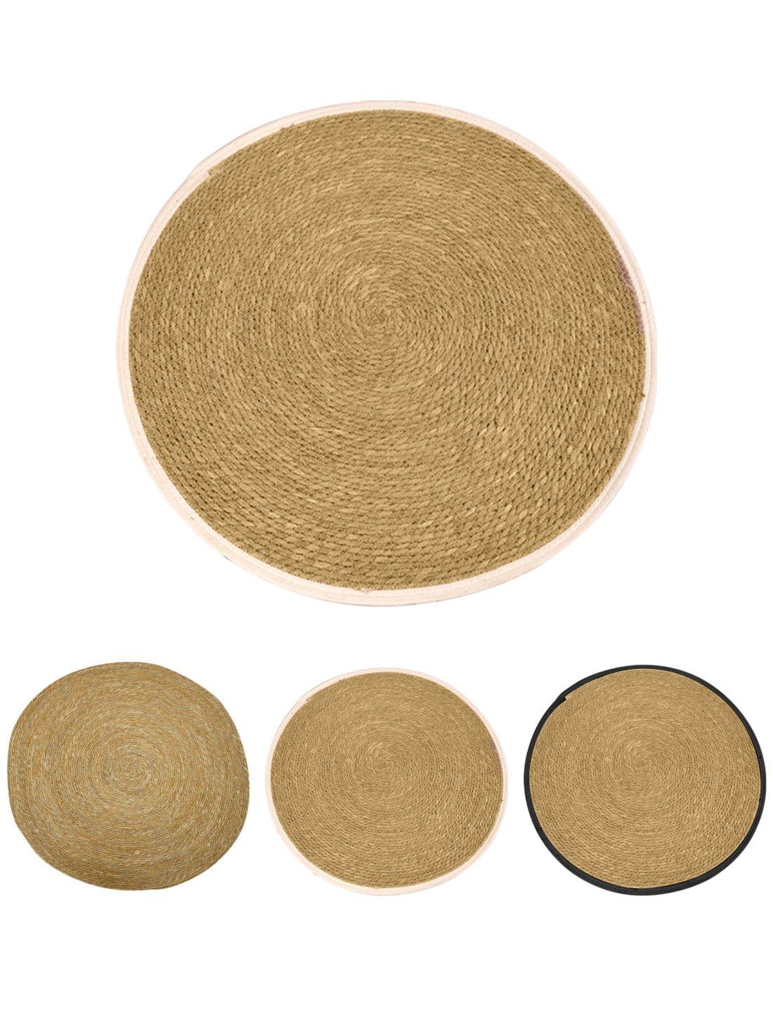 JARDIN202 - Alfombra de Yute Redondo Trenzada a Mano – Alfombra multiuso Decorativa color Natural | 80 cm (Blanco)