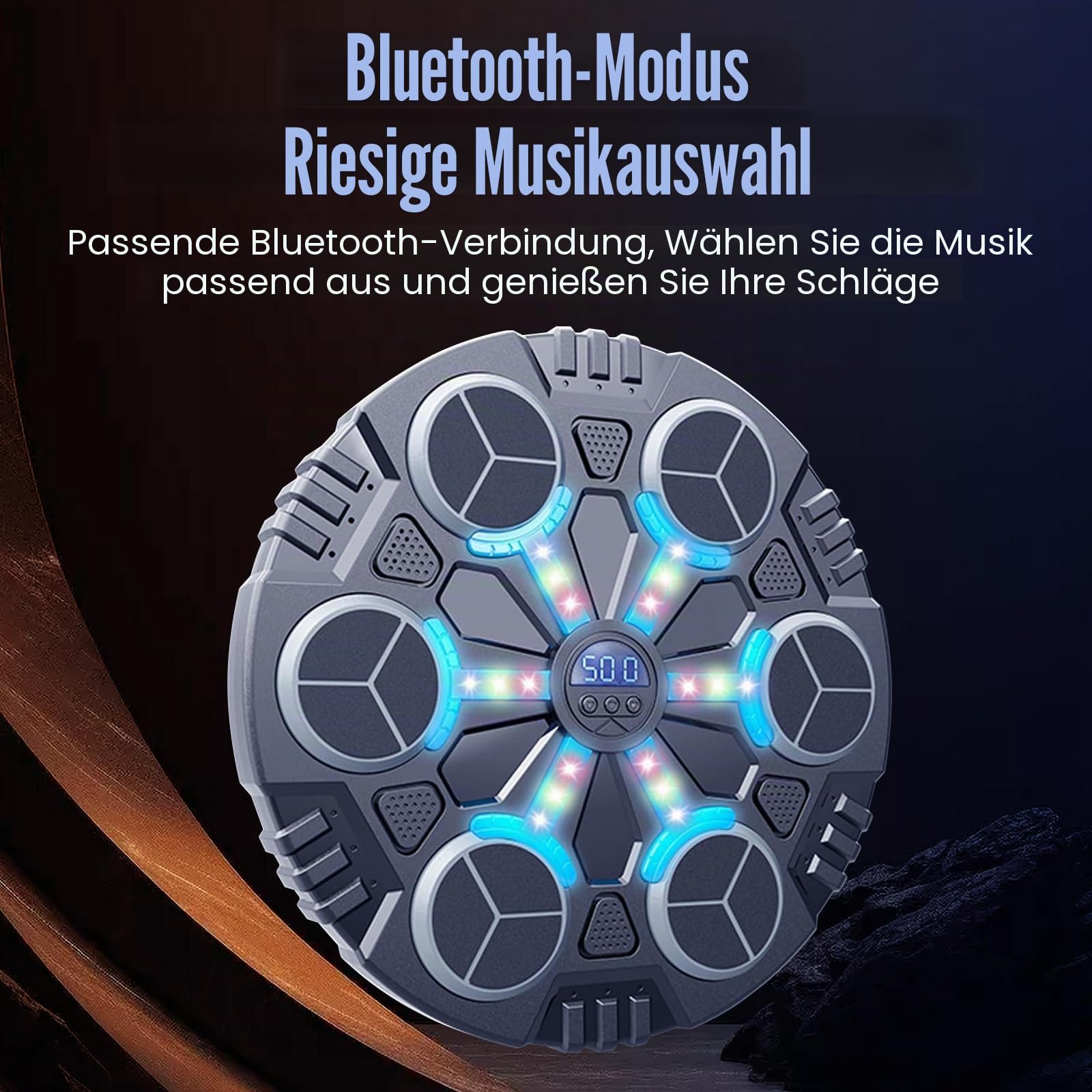 Eznaobo Musik-Boxmaschine, Wandmontage, mit Boxhandschuhen, 3 Geschwindigkeiten und LED-Licht, Bluetooth, intelligente Musik-Boxmaschine, Boxmaschine für Kinder und Erwachsene
