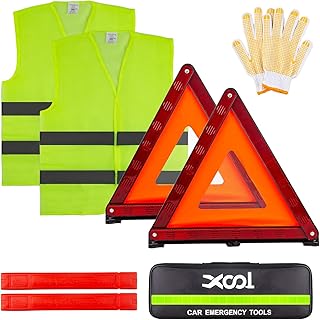 XOOL High-Visibility Roadside Safety Kit: Reflective Triangles & Safety Vests