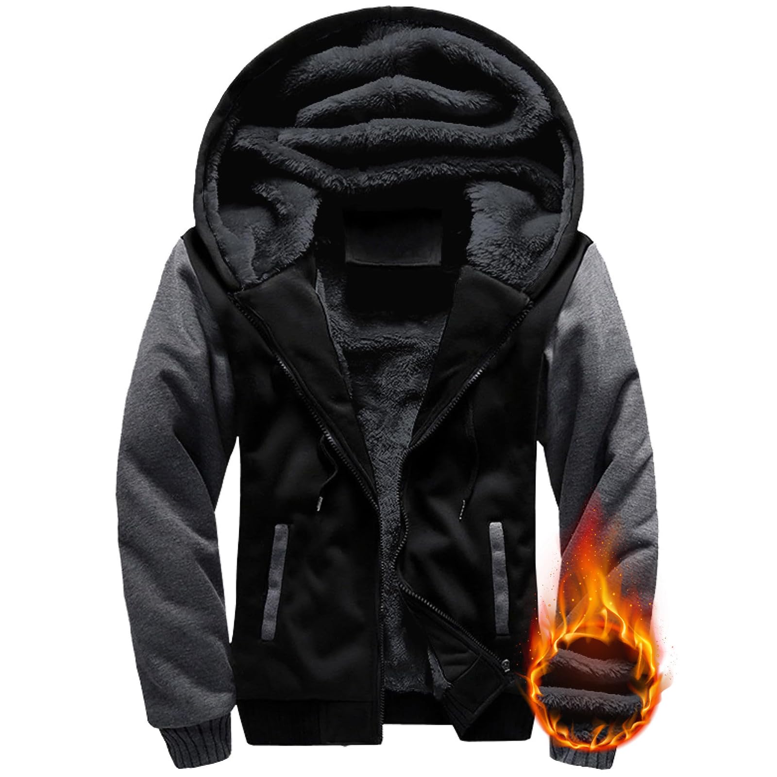 Little Beauty Sudaderas con capucha para hombre, con cremallera, forro polar, forro de sherpa, lana de invierno, sudadera pesada