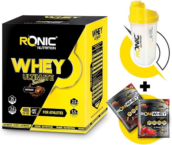 CULINARY CRAFTS Whey Ultimate Protein Powder 4000 g (Chocolate Flavored) + Shaker and 2 Disposable Whey Proteins