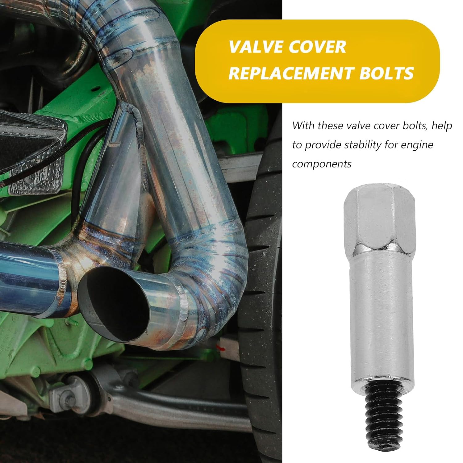 Valve Cover Bolt Kit Direct Replacement 1/4 Inch Thread Chrome Plated Steel 10pcs for Providing Stability Engine Valve Cover for Automotive Components