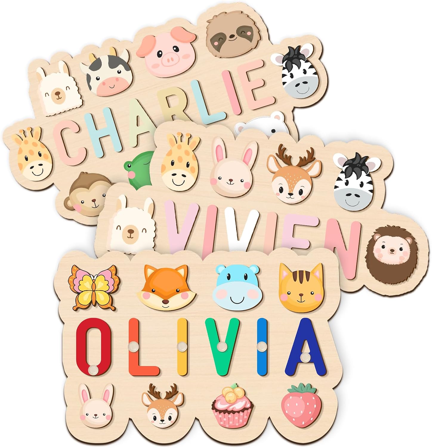 Personalized Name Puzzle for Toddlers Kids-Personalized 1st Birthday Gifts for Baby Boy Girl,Custom Name Wooden Puzzles,Educational Montessori Toys,Keepsake Nursery Decor