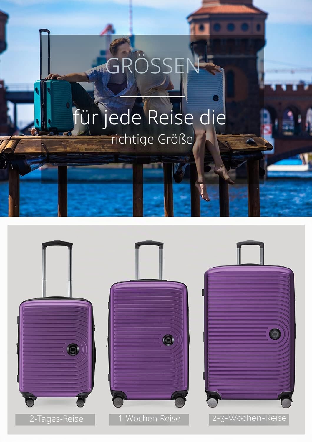 Hauptstadtkoffer Mitte Koffer 68 cm 74-88 Lmit Anhänger, Aubergine | ABS-Hartschale · TSA · XL Erweiterung · 4 Rollen · Austauschbare Ersatzteile · Urlaub · 1-2 Wochen · Digitaler Kofferanhänger