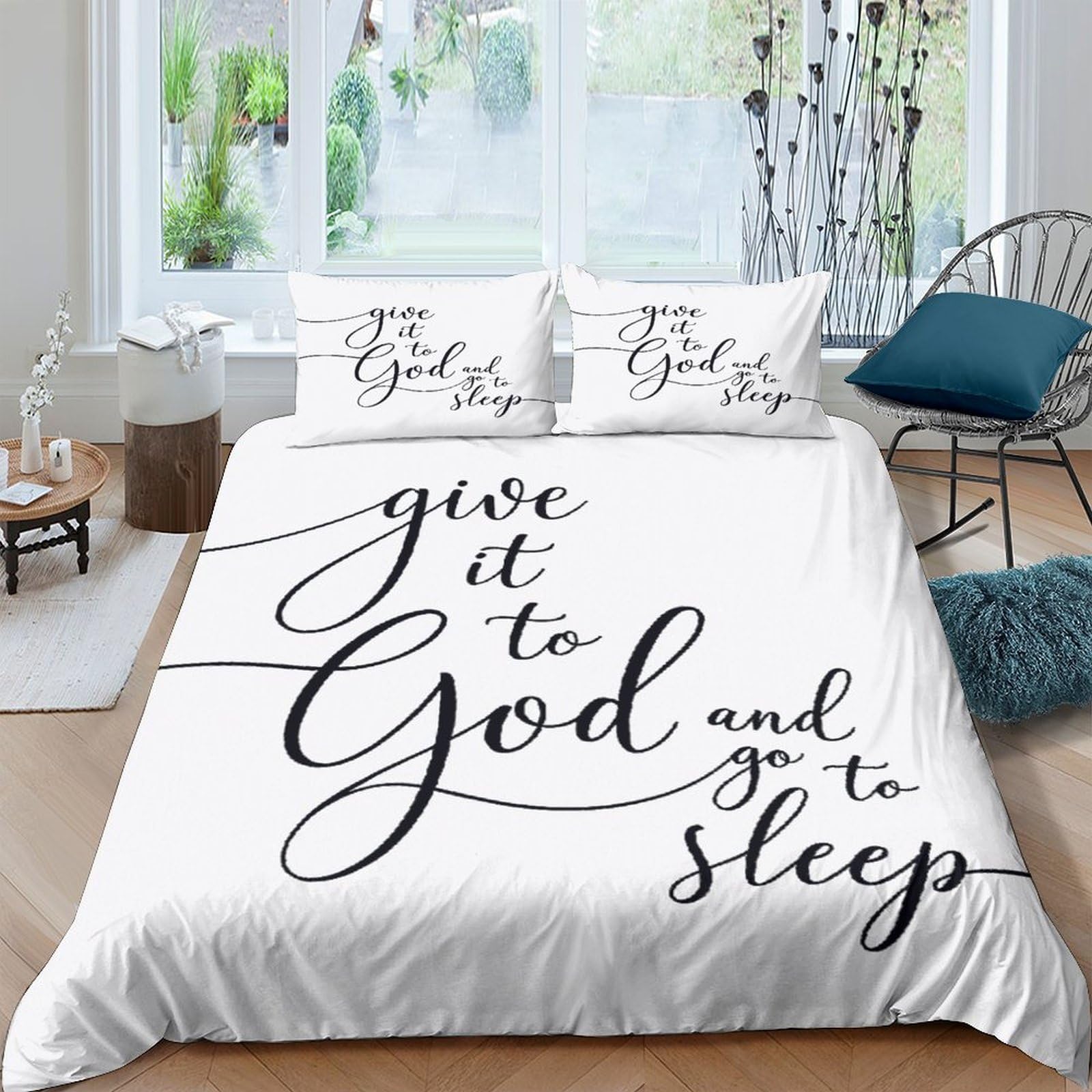 Ctjqhvkz Style-1 3D Printed Calligraphy Quote Fitted Sheet Microfiber White Black Lettering Bed Cover For Bedroom Dorm Mattress Decor Single（135X200cm）