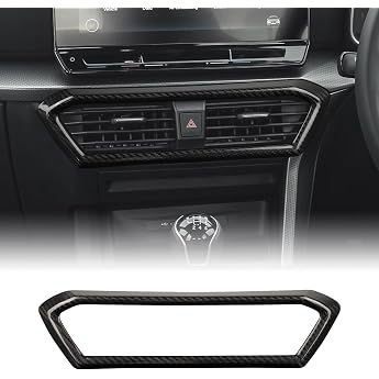 KUNGKIC For Cupra Formentor/Seat Leon/Cupra Leon 2021-2026 Carbon Fibre Car Centre Console Air Outlet Frame Dashboard Air Outlet Sticker Indoor Accessories Gift Black
