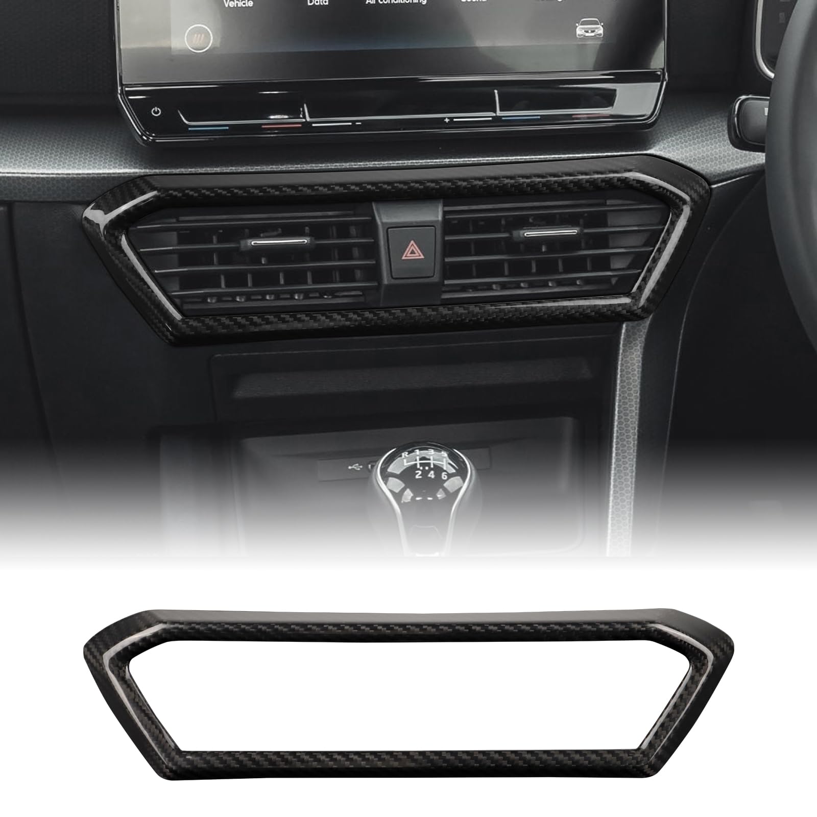 KUNGKIC Pour Cupra Formentor/Seat Leon/Cupra Leon 2021-2026 Console centrale de voiture, cadre de sortie d'air, tableau de bord, autocollant de sortie d'air, accessoire intérieur, cadeau (noir)