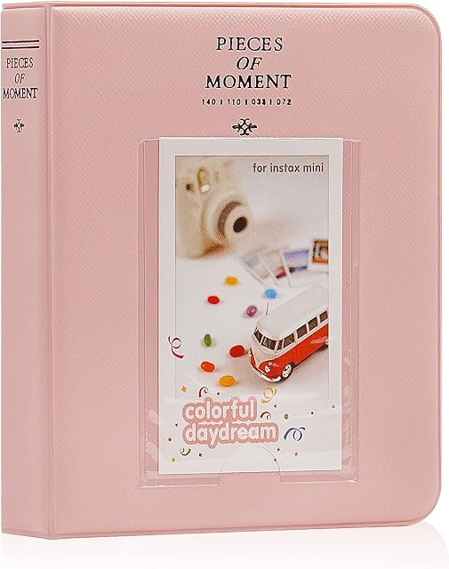 Cpano 64 Pockets Photo Album Compatible with Instax Mini 11/Mini 9/Mini 8/Mini/90 Mini 25/Instax Mini Liplay/Polaroid Snap PIC-300/HP Sprocket/Kodak Mini 3-Inch Film.(Pink)