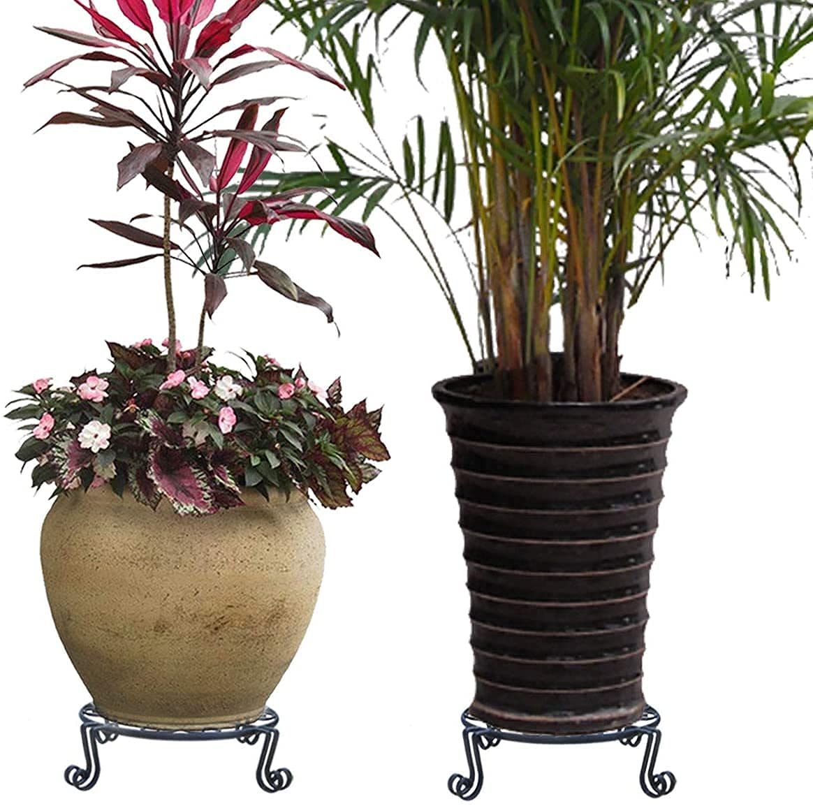 AAFIYA HANDICRAFTS® Rust-Free Metal Plant Stand Gamla Stand Flower Pot Holder for Indoor & Outdoor Use Pack of 4 (White)