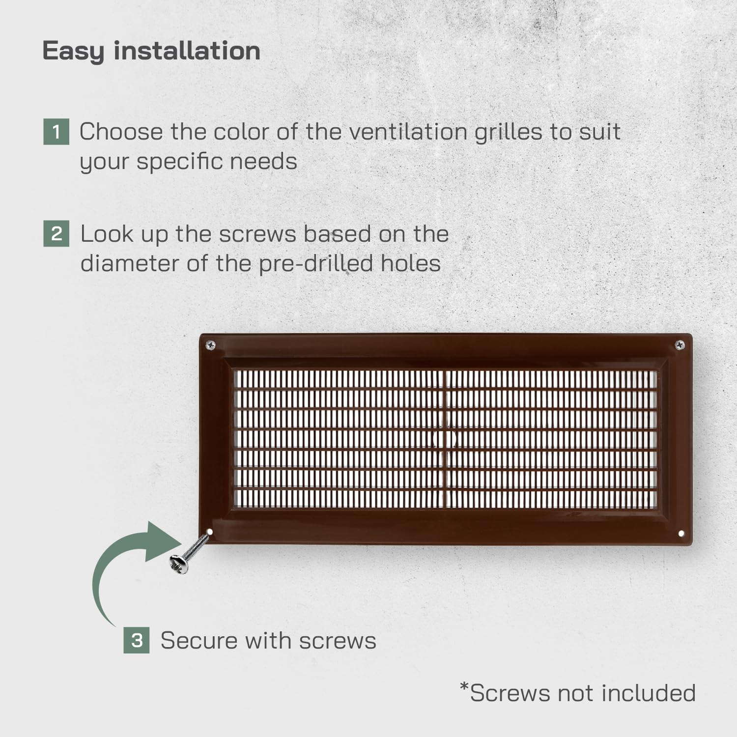 Vent Systems 130 x 300 mm / 5" x 12" Inch Brown Rectangular Plastic Air Vent Cover - Image 4