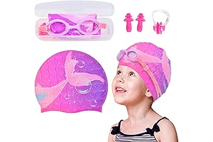 Waterproof Toddler Swim Cap for Girls Age 3