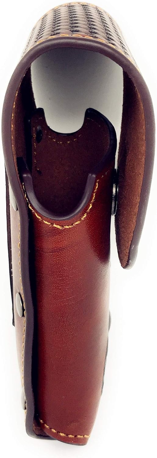 Texas West Western Cowboy Tooled Basketweave Leather Rooster Concho Belt Loop Cellphone Holster Case in 2 Colors (Brown)