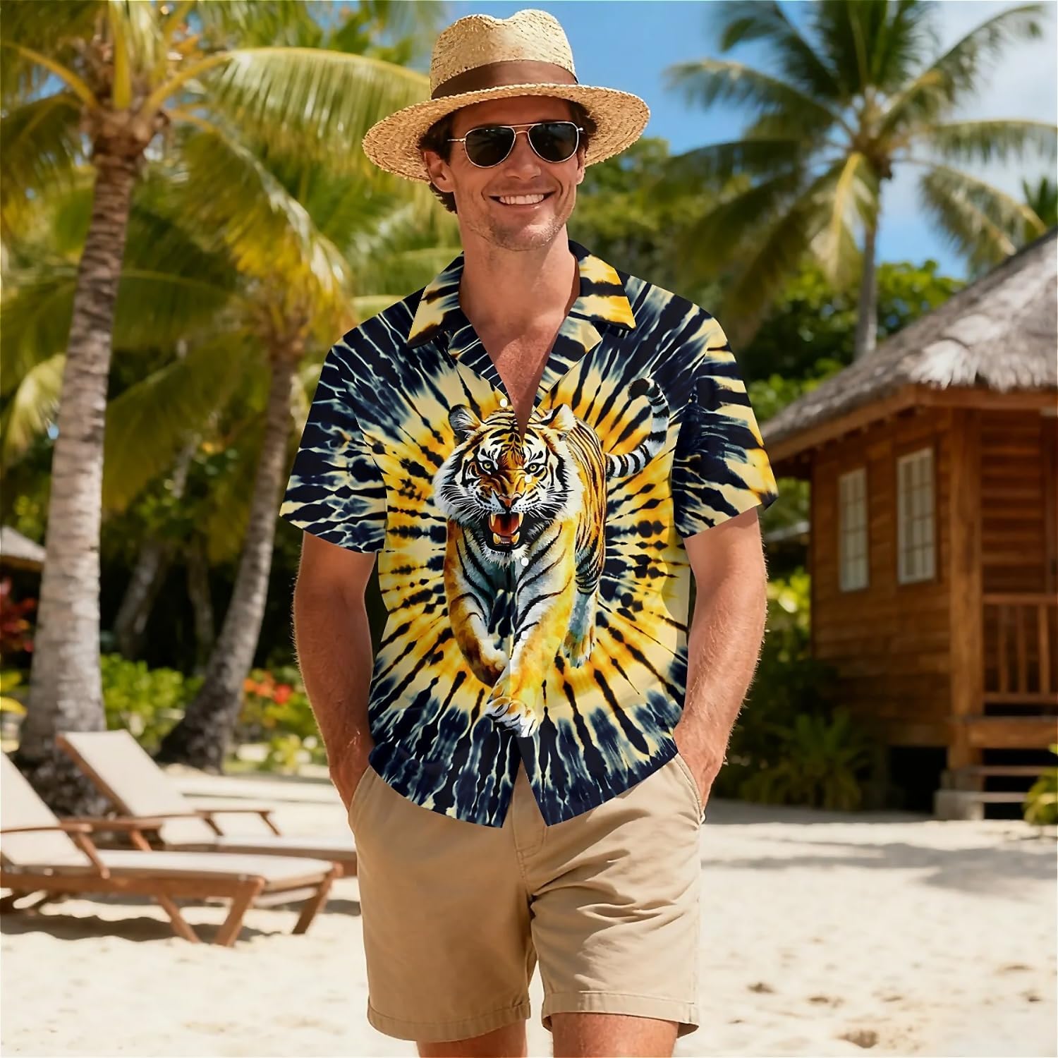 Skull Mens Funny Hawaiian Shirts Summer 3D Graphic Button Down Short Sleeve Tropical Holiday Beach Aloha Shirt Medium - Image 3