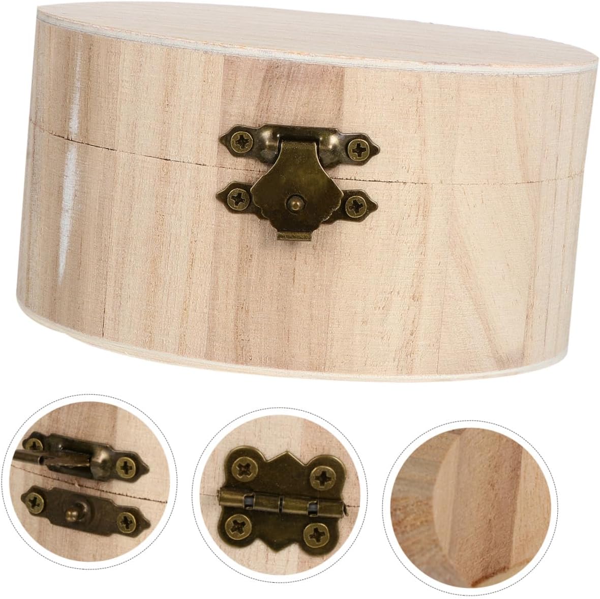 Wooden Jewelry Storage Box for DIY Earring Ring Necklace Organizer Rustic Large Round Pendant Holder Compact Jewelry Display Case for Boys Gift for Birthdays and Holidays