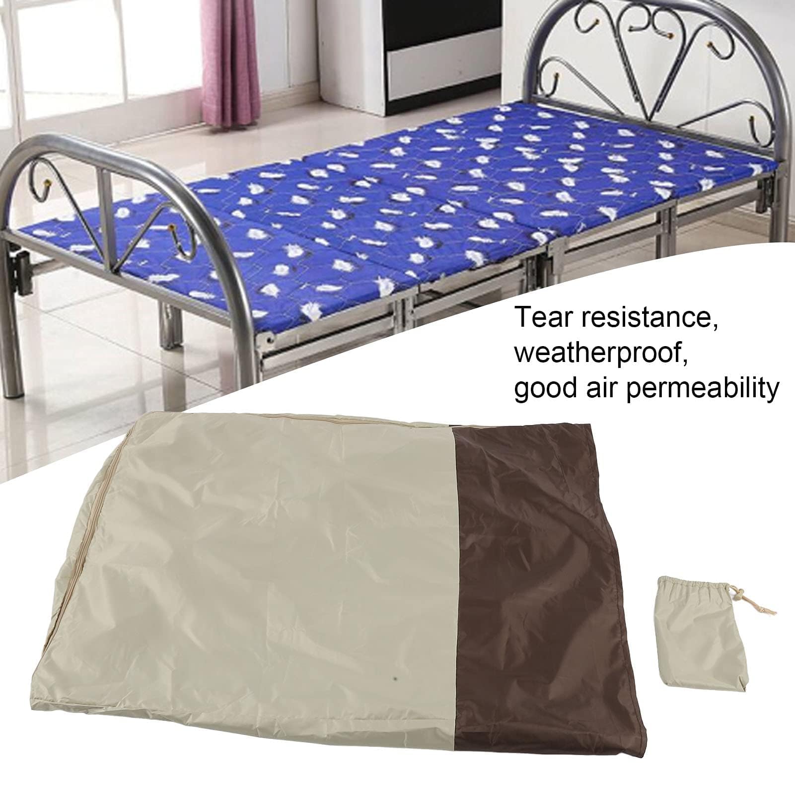 Funda de Cama Plegable, Tela Oxford 210D Resistente a la Intemperie, Ligera, Adecuada para Piscina, Silla de Playa, Cama Plegable en el Patio (85 * 33 * 107cm)