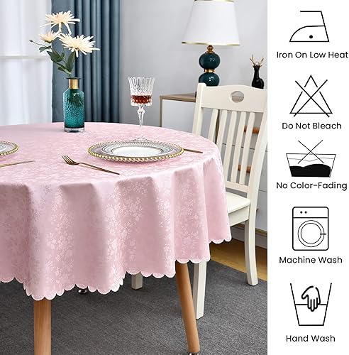 Miniatura 5 de Romanstile Mantel redondo de vinilo, 100% impermeable, resistente, a prueba de derrames de aceite, resistente a las manchas, cubierta de mesa de