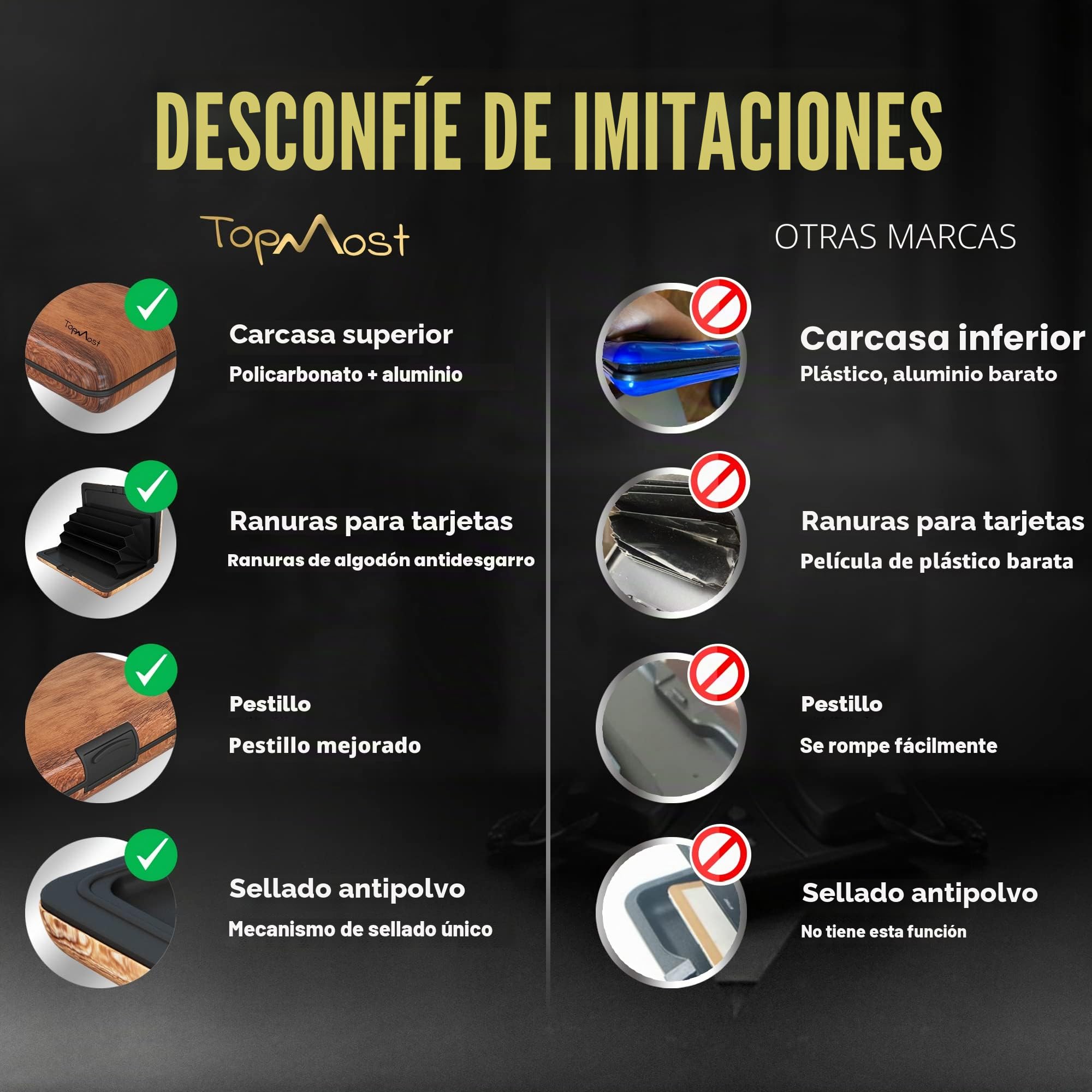 TopMost Cartera de Aluminio Bloqueo RFID para Hombres y Mujeres - Ranuras para 12 Tarjetas y Billetes