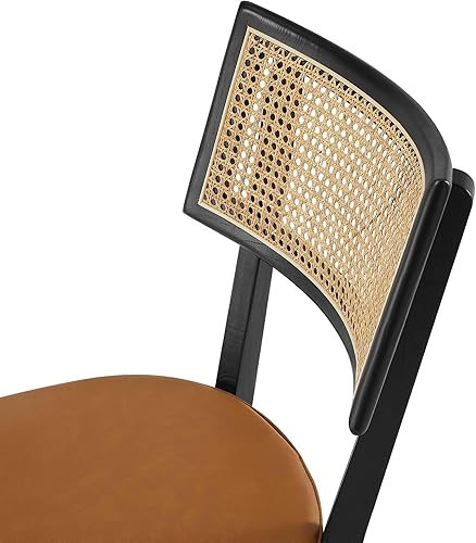 Miniatura 7 de Modway EEI-6732-BLK-TAN Caledonia - Juego de 2 sillas de comedor de madera tapizadas de cuero vegano, color negro y marrón