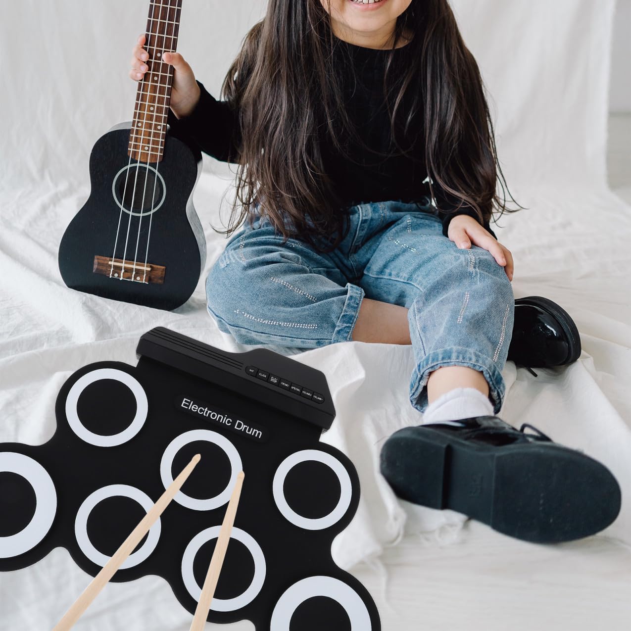 TOYANDONA Batterie Électrique à Enroulable Kit Portable Avec Batterie Entraînement Instrument De Musique