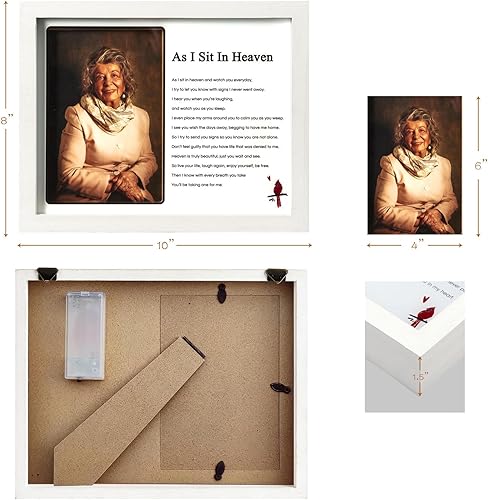 Vista 13 de WOODEXPE Regalo de condolencias de 8 x 10 pulgadas, caja de sombra conmemorativa LED, marco de fotos conmemorativo para la pérdida de un ser querido