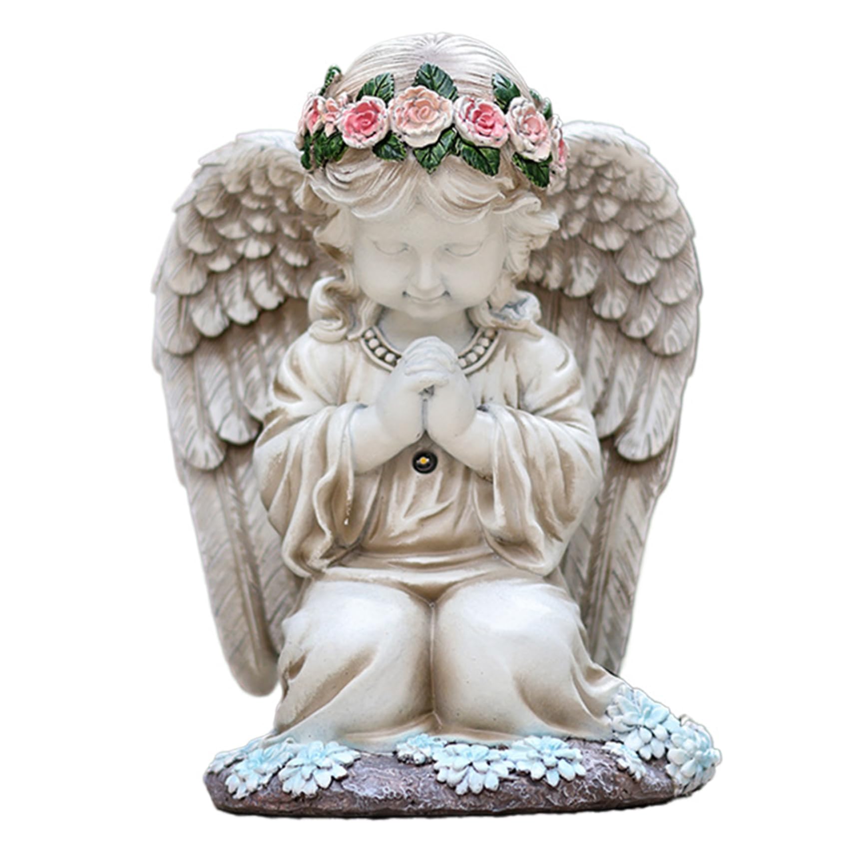 Vistnale Solar Angel|Solar Angel IP44 Waterproof Praying Lights 8in Resin Statue Vintage Vivid Decorative Fairy Statue Garden Decor