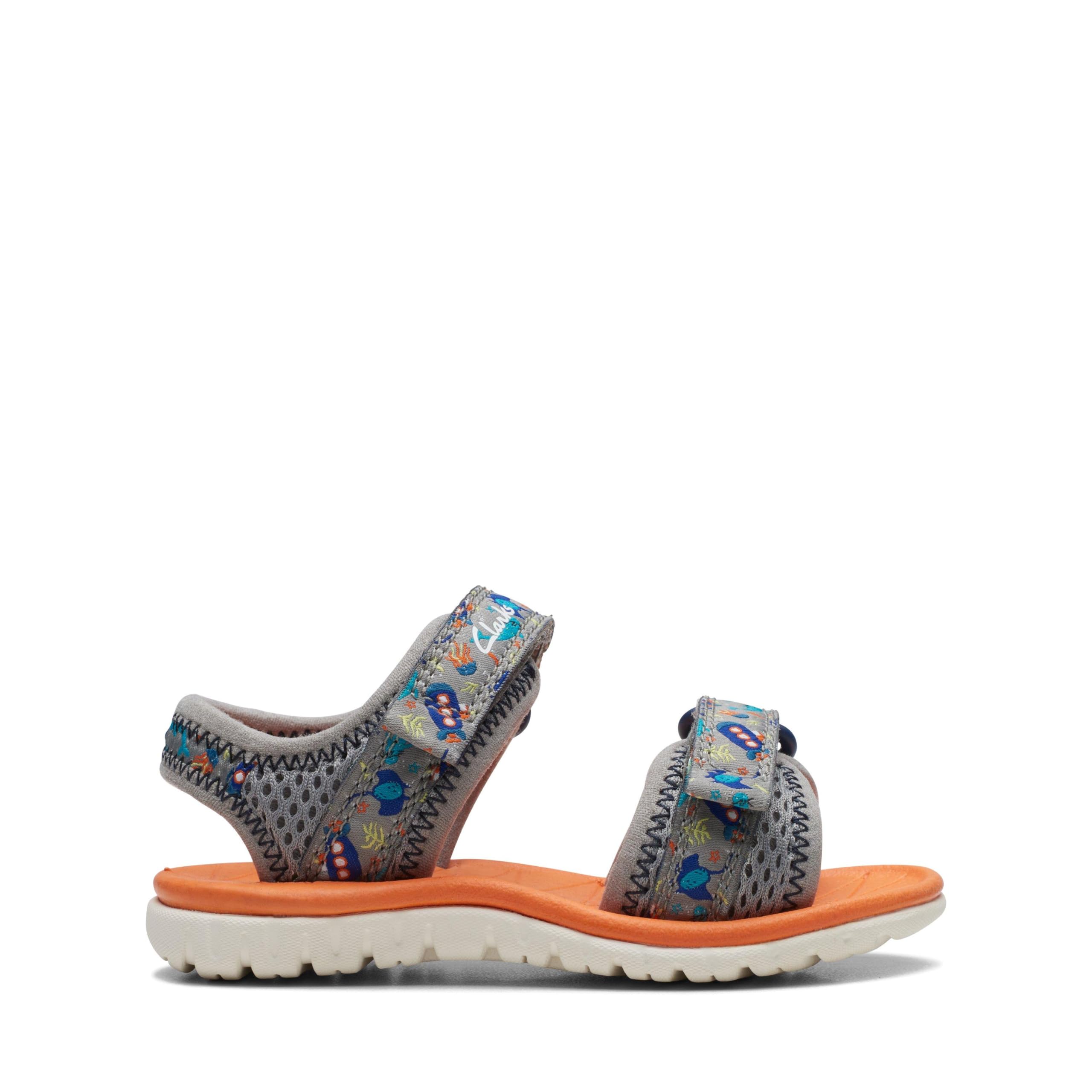Clarks Girls' Surfing Tide KSandal, gray, 20 EU Schmal